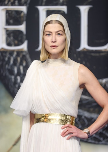 Rosamund Pike attends the World Premiere of "The Wheel of Time" at BFI IMAX Waterloo on November 15,...