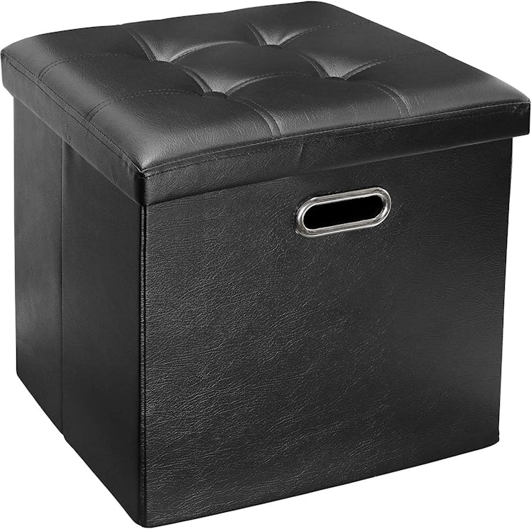 Greenco Faux Leather Ottoman Storage Cube