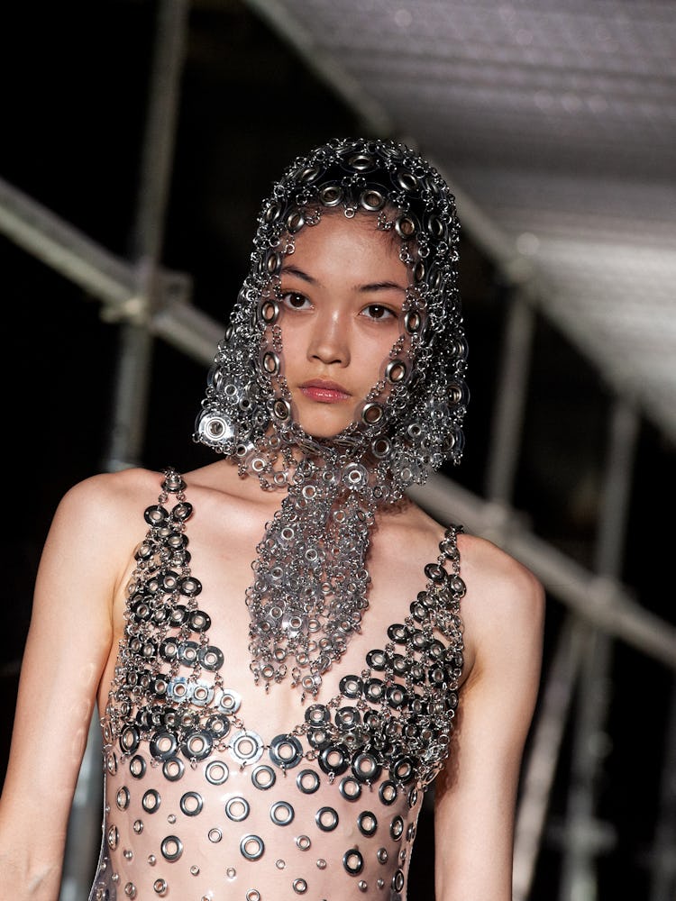 A model walks the runway during the Paco Rabanne Spring Summer 2023 show as part of Paris Fashion We...