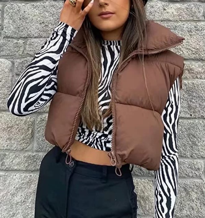 KEOMUD Cropped Puffer Vest