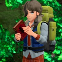pokemon scarlet violet Arven holding a book