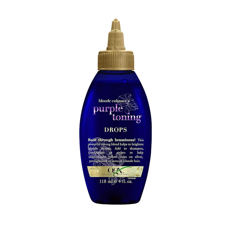 ogx blonde enhance purple toning drops are the best toning drops for blondes with orange bleached ha...