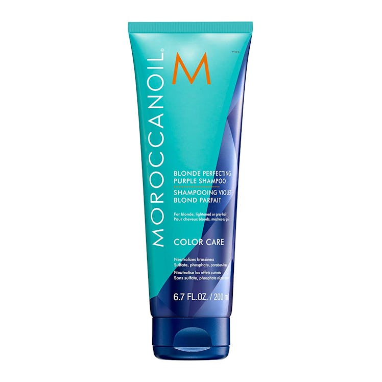 moroccanoil blonde perfecting purple shampoo is the best shampoo toner for blondes with orange bleac...