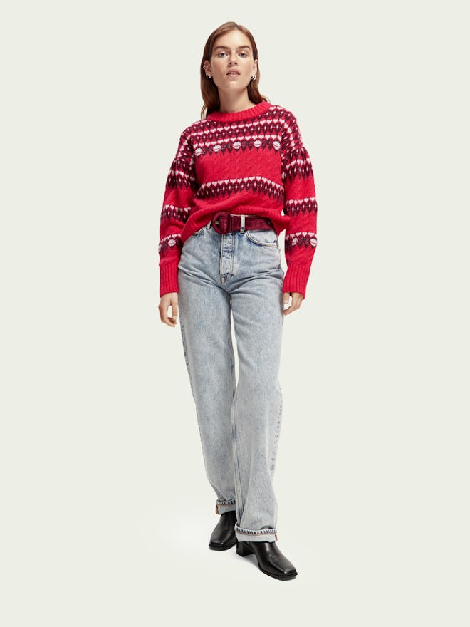 Cable Knit Fair Isle Sweater