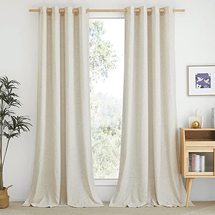 NICETOWN Natural Linen Curtains (2 Panels)