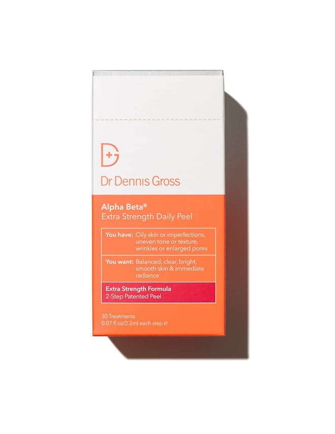Dr. Dennis Gross Alpha Beta Extra Strength Daily Peel is the best product for removing sebaceous fil...