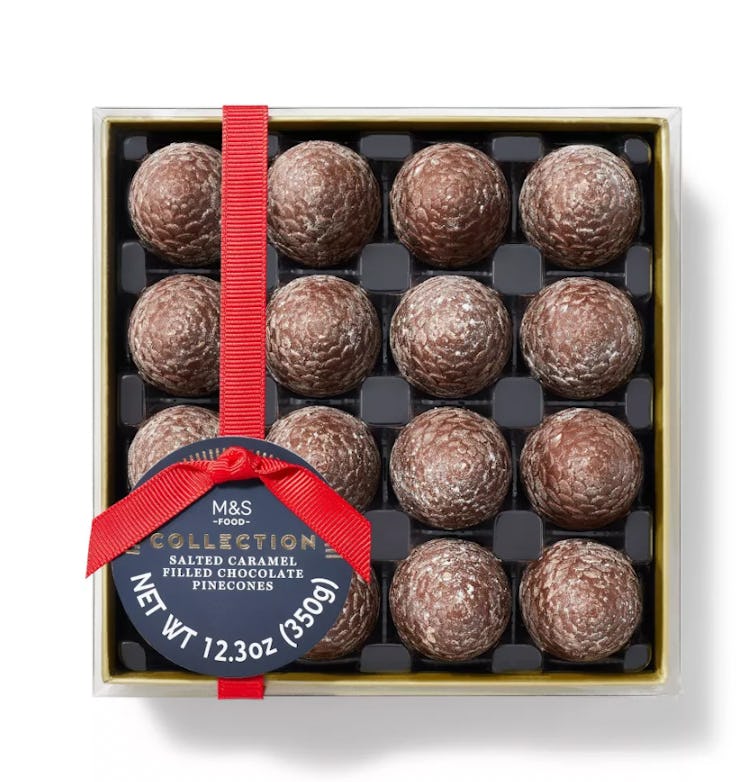 Target's Marks & Spencer holiday treats include Salted Caramel Filled Chocolate Pinecones.