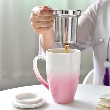 TEANAGOO Porcelain Tea Mug with Infuser and Lid