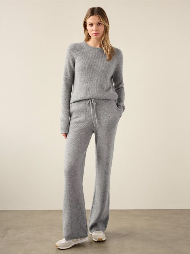 Cashmere Waffle Wide Leg Pant 