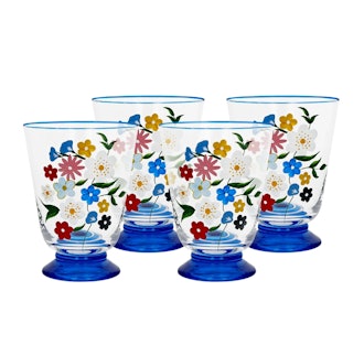 Teddy Floral Hand-Painted Glasses