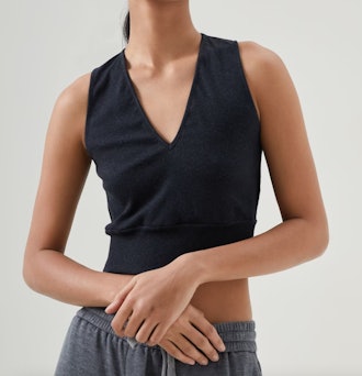Stretch Cotton Ribbed Jersey Top 