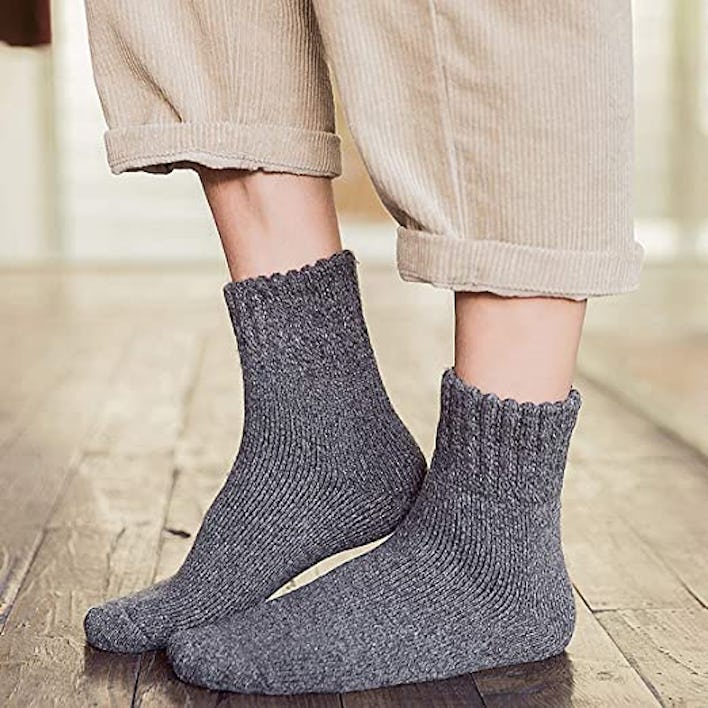 These thick and soft wool socks are an easy way to keep your feet warm.