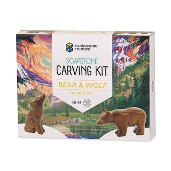 Bear and Wolf Soapstone Carving Kit