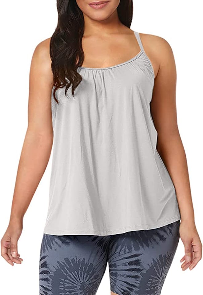 This loungewear tank with built-in bra is light and airy.