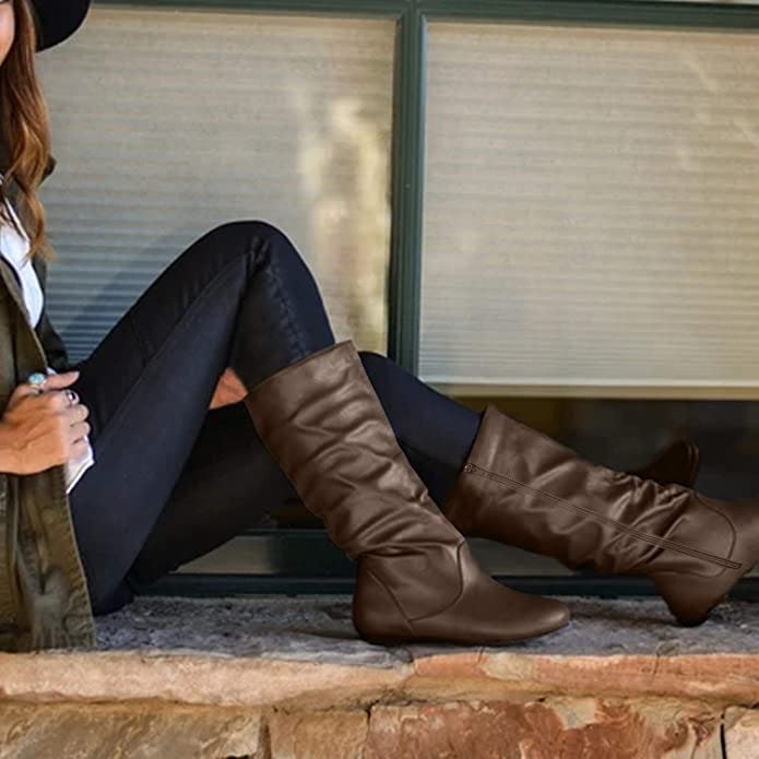 katliu Slouchy Mid Calf Boots