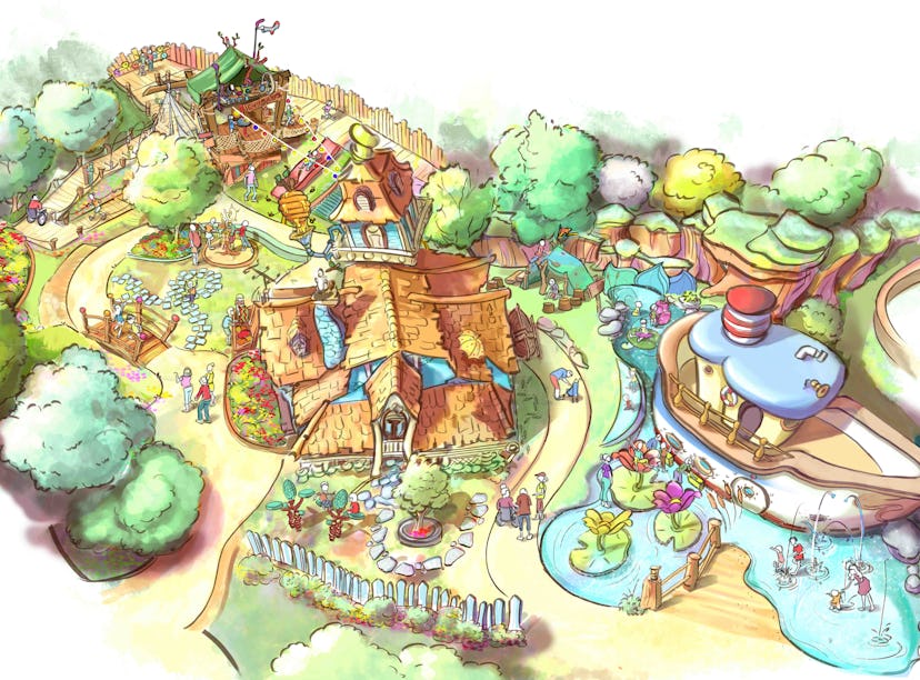 A concept drawing of the new Mickey's Toon Town, which will be reopening at Disneyland in 2023. 