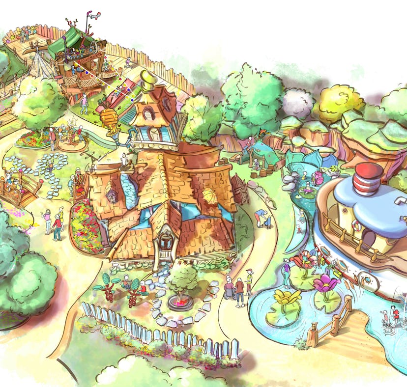 A concept drawing of the new Mickey's Toon Town, which will be reopening at Disneyland in 2023.