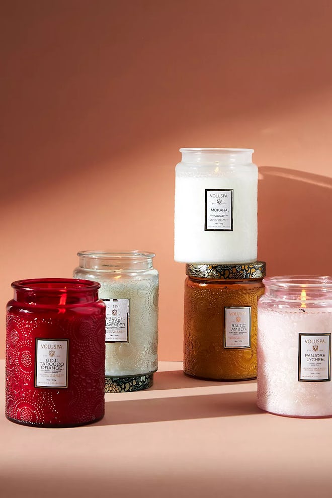 Candles, like these luxury Voluspa glass ones, are perfect christmas gifts for in laws.