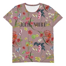 Dopamine dress for a tropical getaway with the premium floral T-shirt from Jolie Norie