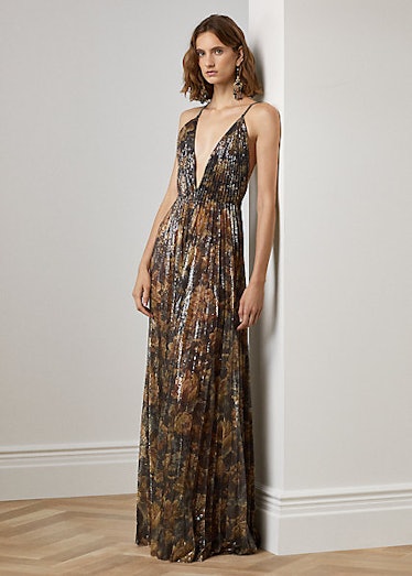 Ralph Lauren Collection Allston Embellished Floral Evening Dress