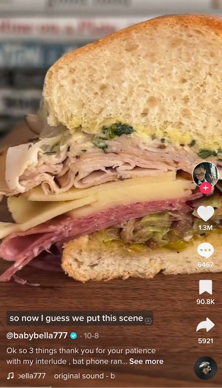 Bella Hadid shows how to make Bella Hadid's sandwich on TikTok which went viral in October 2022.