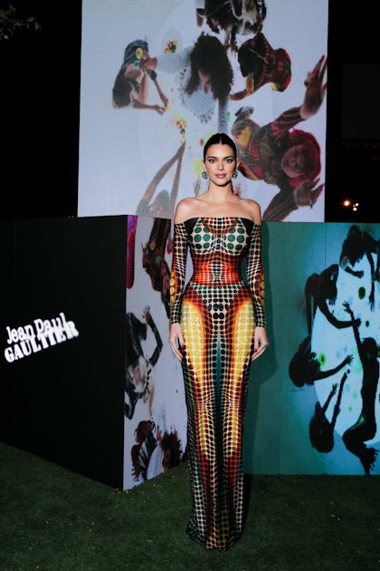 Kendall Jenner's Colorful Illusion Dress Is a Nod to Kim Kardashian