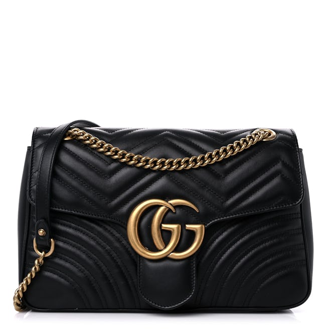 Gucci Calfskin Matelasse Medium GG Marmont Shoulder Bag 