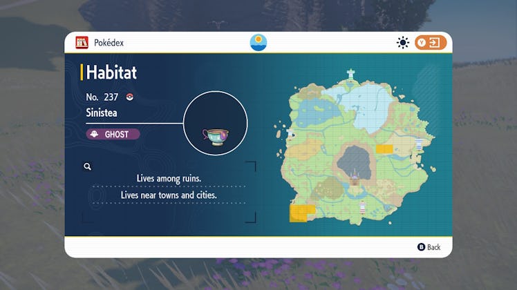 Sinistea habitat location Pokedex entry