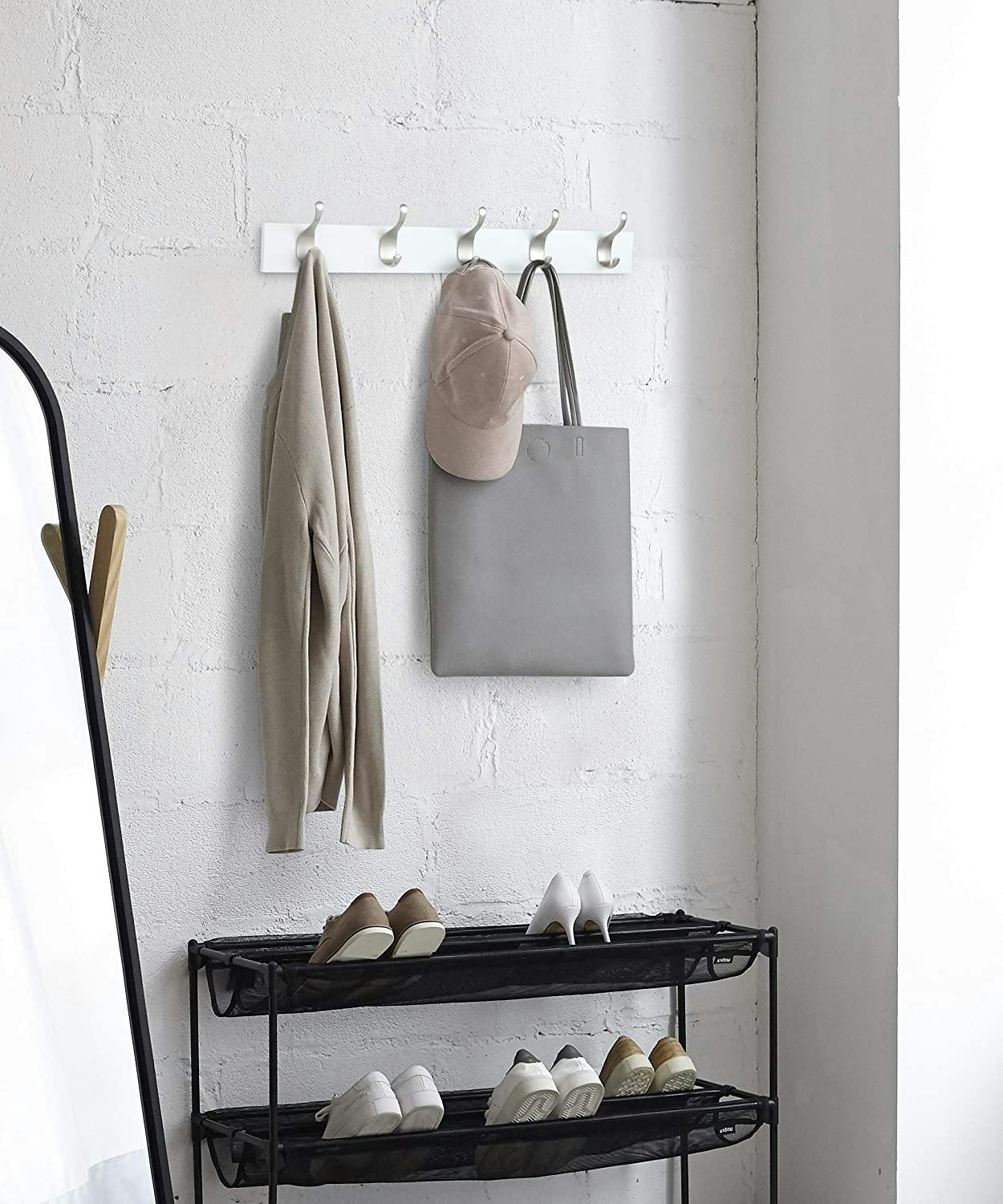 Amazon Basics Wood Wall Mounted Modern Coat Rack (2-Pack)