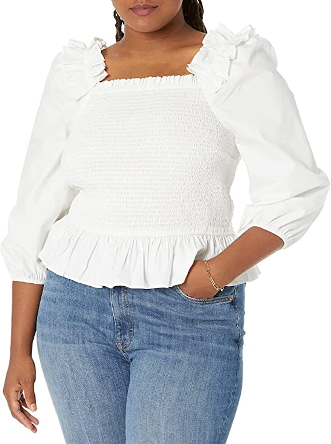 The Drop Marisol Smocked Cropped Top