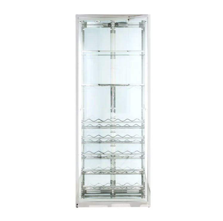 Contemporary Glass Curio Cabinet with Wine & Stemware Racks