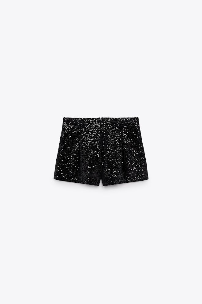 Zara black sequin shorts