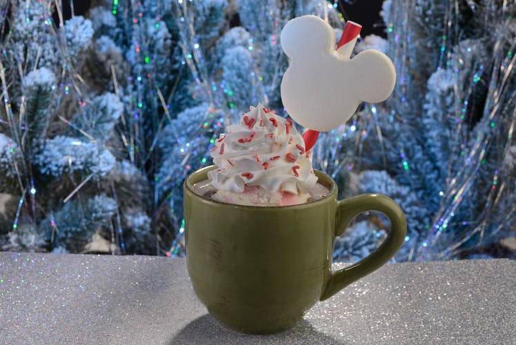 Disney's Mickey's Very Merry Christmas Party 2022 food guide includes a Candy Cane Hot Cocoa.