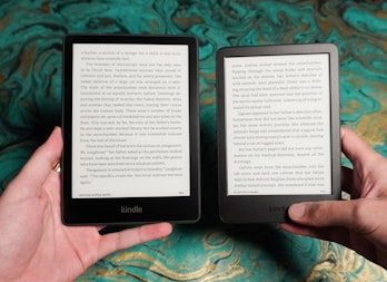 The Kindle Paperwhite and Kindle, side by side.