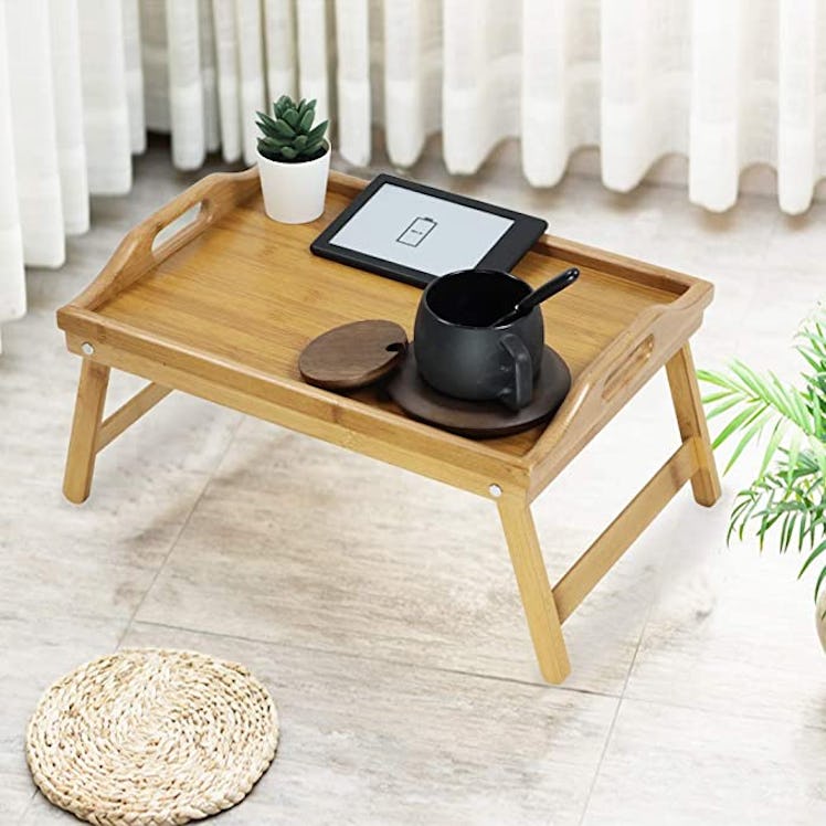 KKTONER Bamboo Bed Tray Table