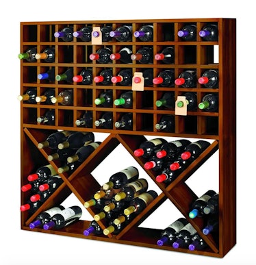 Jumbo Bin Grid 100-Bottle Wine Rack in Walnut