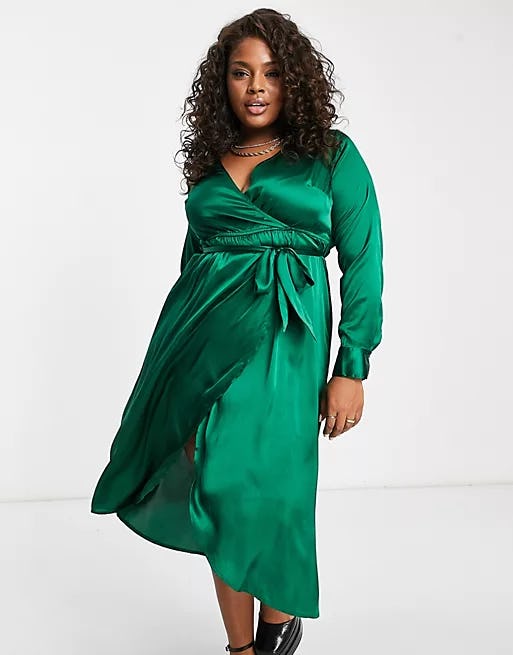Yours Satin Wrap Dress