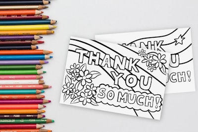 A thank you card your kids can color is a sweet gift for delivery drivers.