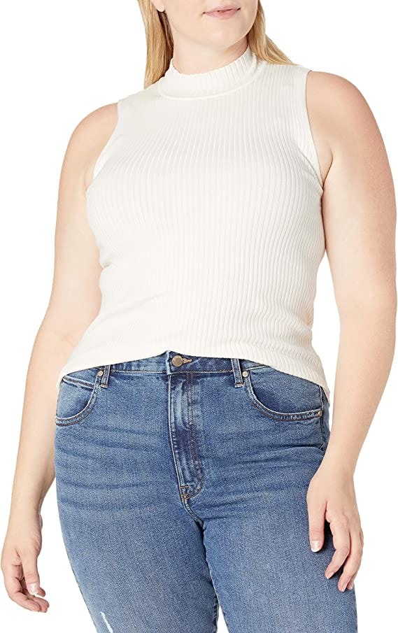 The Drop Karolina Mock Neck Rib Sweater