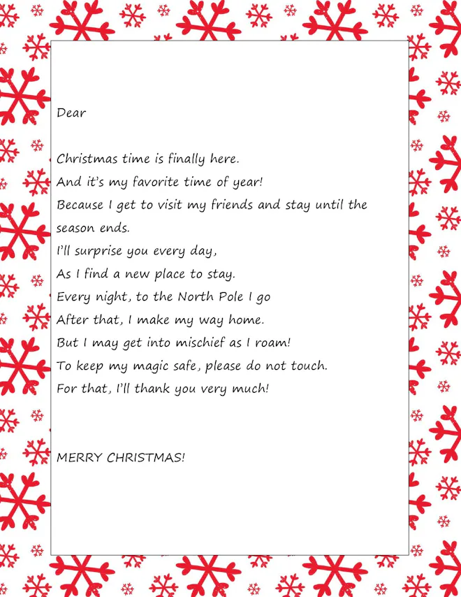 12 Free Elf On The Shelf Welcome Letters