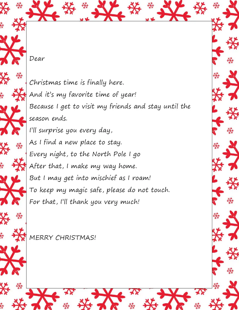 12 Free Elf On The Shelf Welcome Letters