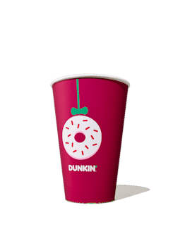 Dunkin’s cup with a donut ornament design.