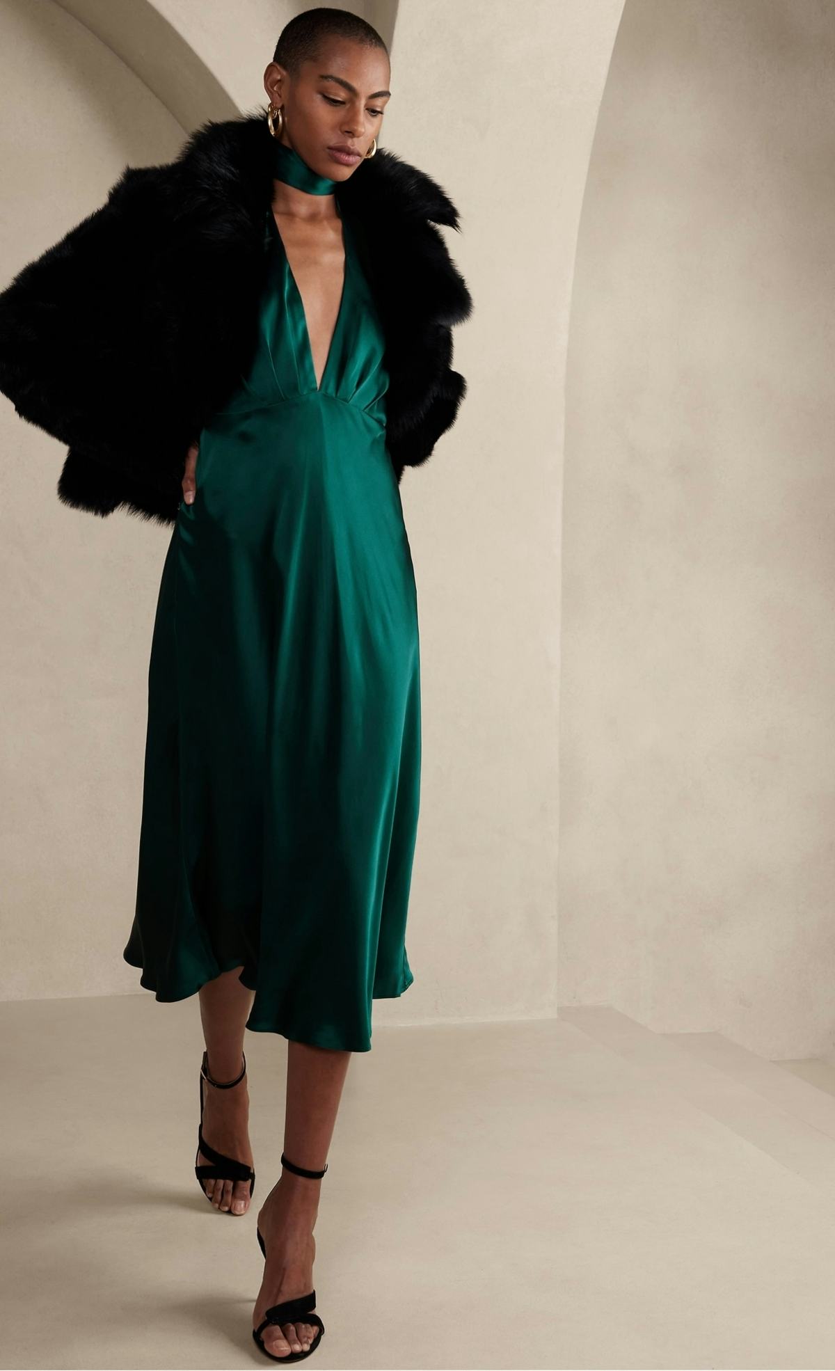 Celestial Silk Halter Dress