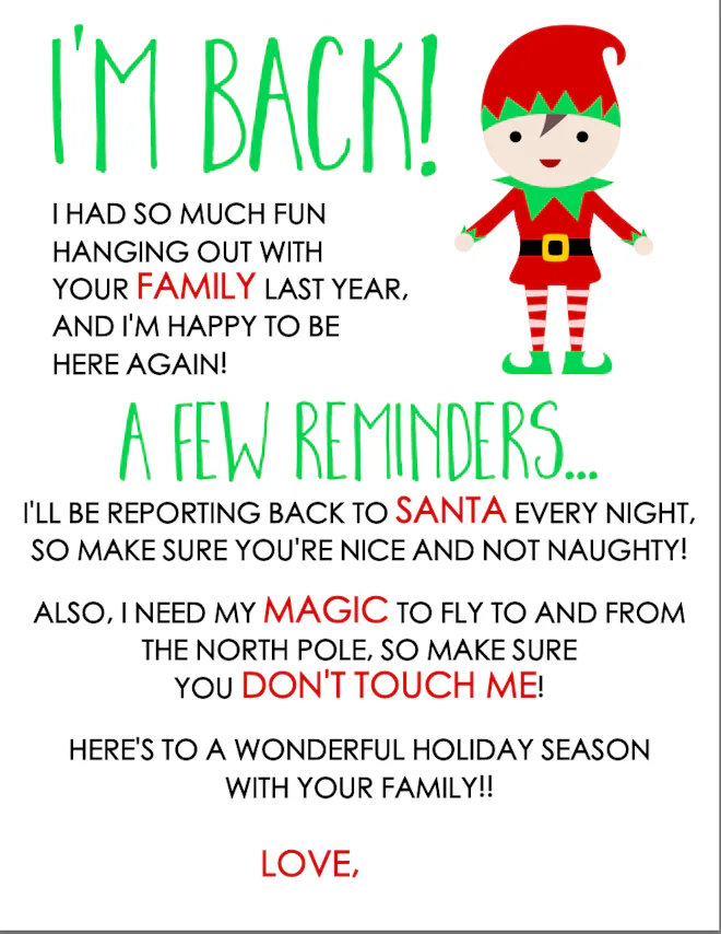12 Free Elf On The Shelf Letters