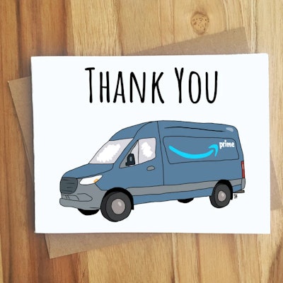 Thank you card for Amazon delivery drivers