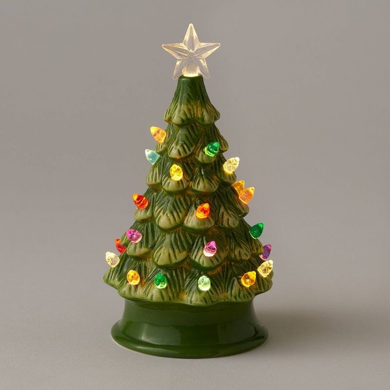 Battery-Operated Lit Ceramic Christmas Tree