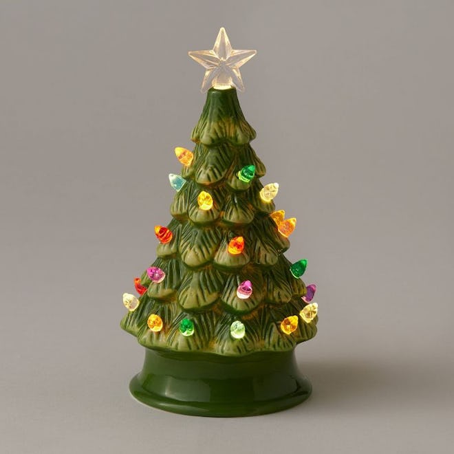 Battery-Operated Lit Ceramic Christmas Tree