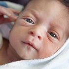 Close-up of a newborn's face.