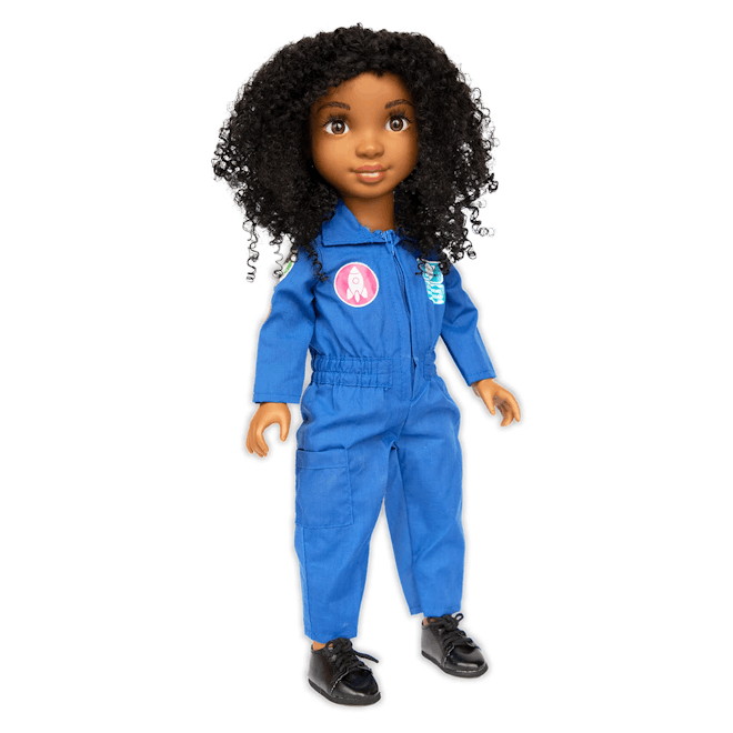 Zoe is a beautiful black doll with naturally curly hair