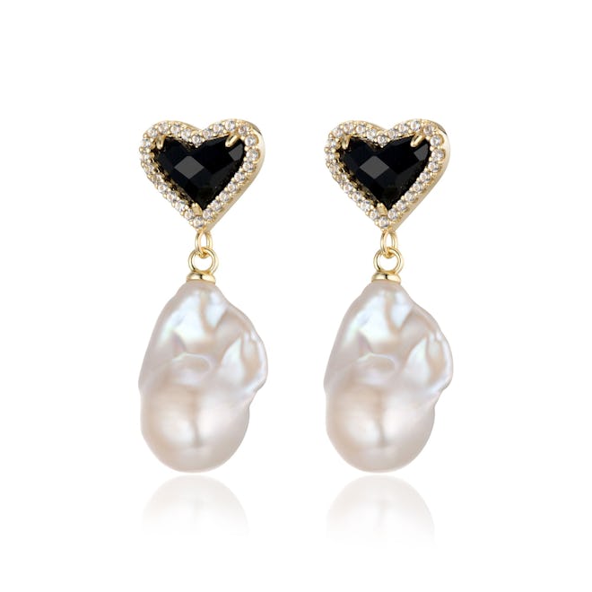 F+H heart pearl drop earrings